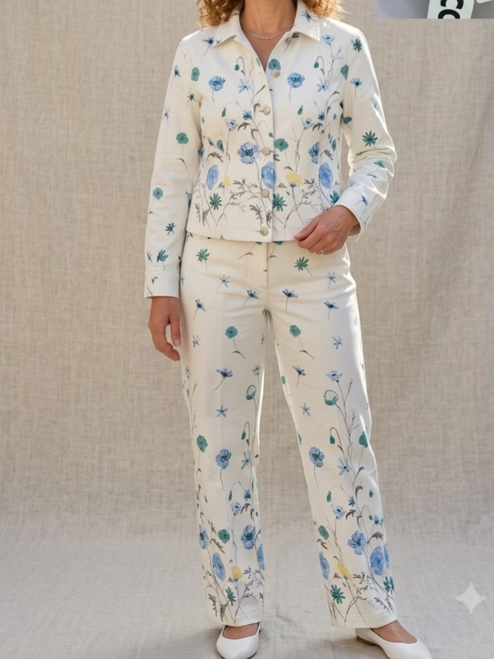 "Vintage ECCO Floral 2 Piece Pants Suit Set Size 12 NWT